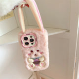Cute Long Ears Bunny Plush Phone Case Cartoon 3D Rabbit Phone Accessories
