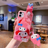 My Melody & Hello Kitty TPU Soft Phone Case with Holder & Strap