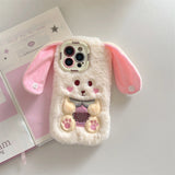 Cute Long Ears Bunny Plush Phone Case Cartoon 3D Rabbit Phone Accessories