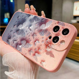 Butterfly & Floral Design Shockproof Phone Case for iPhone Pro Max Matte Soft Cover
