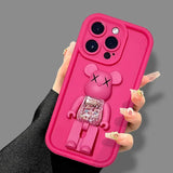 Cute 3D Bear Bracket TPU Silicone Shockproof Matte Cover Case