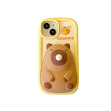Decompression, 3D Cute Cartoon Blow Bubbles Capybara, Soft Silicone Phone Case, Back Cover