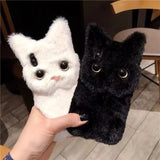Winter Warm Plush Cat Fur Phone Case for iPhone 15/14/13/12/11