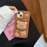 Kawaii Bear Cover With Stand Holder Soft Silicone Case