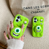 Funny Cartoon Monsters Cover With Stand Holder Soft Silicone Case for iPhone 16 15 14 13 12 Pro Max