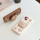 Kawaii Bear Cover With Stand Holder Soft Silicone Case