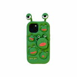 Cute 3D Cartoon Frog Bracket Soft Silicone iPhone Case with Stand Holder