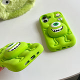 Funny Cartoon Monsters Cover With Stand Holder Soft Silicone Case for iPhone 16 15 14 13 12 Pro Max