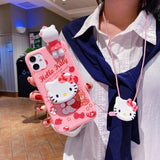 My Melody & Hello Kitty TPU Soft Phone Case with Holder & Strap