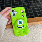 Funny Cartoon Monsters Cover With Stand Holder Soft Silicone Case for iPhone 16 15 14 13 12 Pro Max