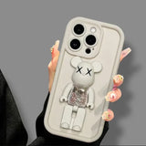Cute 3D Bear Bracket TPU Silicone Shockproof Matte Cover Case