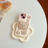 Kawaii Bear Cover With Stand Holder Soft Silicone Case