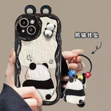3D Ear Panda Frog Keychains Phone Case For IPhone Soft Silicone