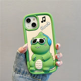 3D Cartoon Sunglasses Dinosaur Soft Silicone iPhone Case with Holder