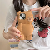Cute 3D Bear Silicone Case for iPhone 12-16 Pro Max – Fun & Protective