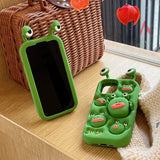 Cute 3D Cartoon Frog Bracket Soft Silicone iPhone Case with Stand Holder