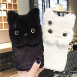 Winter Warm Plush Cat Fur Phone Case for iPhone 15/14/13/12/11