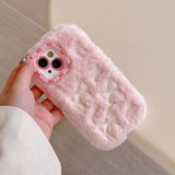 Cute Embroidered Bow Plush Phone Case for Girls