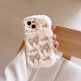 Cute Embroidered Bow Plush Phone Case for Girls