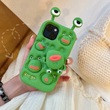Cute 3D Cartoon Frog Bracket Soft Silicone iPhone Case with Stand Holder