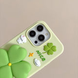 MINISO Cute 3D Four-leaf Clover Bracket Soft Silicone iPhone Case