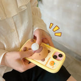 Decompression, 3D Cute Cartoon Blow Bubbles Capybara, Soft Silicone Phone Case, Back Cover