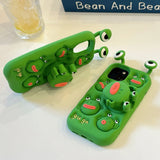 Cute 3D Cartoon Frog Bracket Soft Silicone iPhone Case with Stand Holder