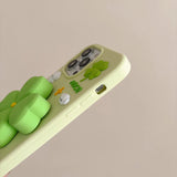 MINISO Cute 3D Four-leaf Clover Bracket Soft Silicone iPhone Case