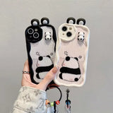 3D Ear Panda Frog Keychains Phone Case For IPhone Soft Silicone