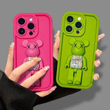 Cute 3D Bear Bracket TPU Silicone Shockproof Matte Cover Case