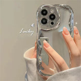 Luxury Plating Silver Wavy Phone Case For iPhone Soft Shockproof Bumper Cover