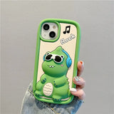 3D Cartoon Sunglasses Dinosaur Soft Silicone iPhone Case with Holder