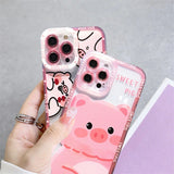 Cartoon Dinosaur Pink Pig Case Cover