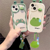 3D Ear Panda Frog Keychains Phone Case For IPhone Soft Silicone