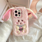 Cute Long Ears Bunny Plush Phone Case Cartoon 3D Rabbit Phone Accessories