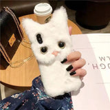 Winter Warm Plush Cat Fur Phone Case for iPhone 15/14/13/12/11