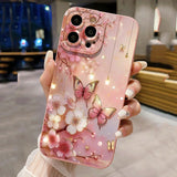 Butterfly & Floral Design Shockproof Phone Case for iPhone Pro Max Matte Soft Cover
