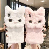 Winter Warm Plush Cat Fur Phone Case for iPhone 15/14/13/12/11