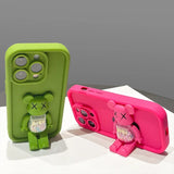 Cute 3D Bear Bracket TPU Silicone Shockproof Matte Cover Case