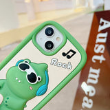 3D Cartoon Sunglasses Dinosaur Soft Silicone iPhone Case with Holder
