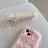 Cute Embroidered Bow Plush Phone Case for Girls