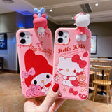 My Melody & Hello Kitty TPU Soft Phone Case with Holder & Strap