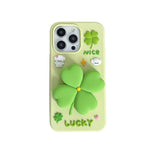 MINISO Cute 3D Four-leaf Clover Bracket Soft Silicone iPhone Case