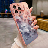 Butterfly & Floral Design Shockproof Phone Case for iPhone Pro Max Matte Soft Cover