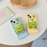 3D Cartoon Coconut Stitch Pink Soft Silicone iPhone Case with Stand Holder