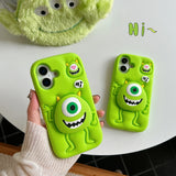 Funny Cartoon Monsters Cover With Stand Holder Soft Silicone Case for iPhone 16 15 14 13 12 Pro Max