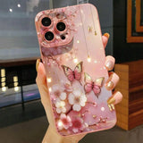 Butterfly & Floral Design Shockproof Phone Case for iPhone Pro Max Matte Soft Cover