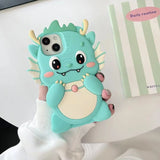 Kawaii 3D Cartoon Big Dinosaur Soft Silicone Phone Case
