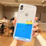 Luxury Cartoon Swimming Duck Dynamic Liquid Cover Case for Apple IPhone