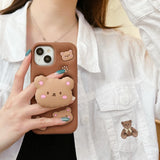 Kawaii Bear Cover With Stand Holder Soft Silicone Case